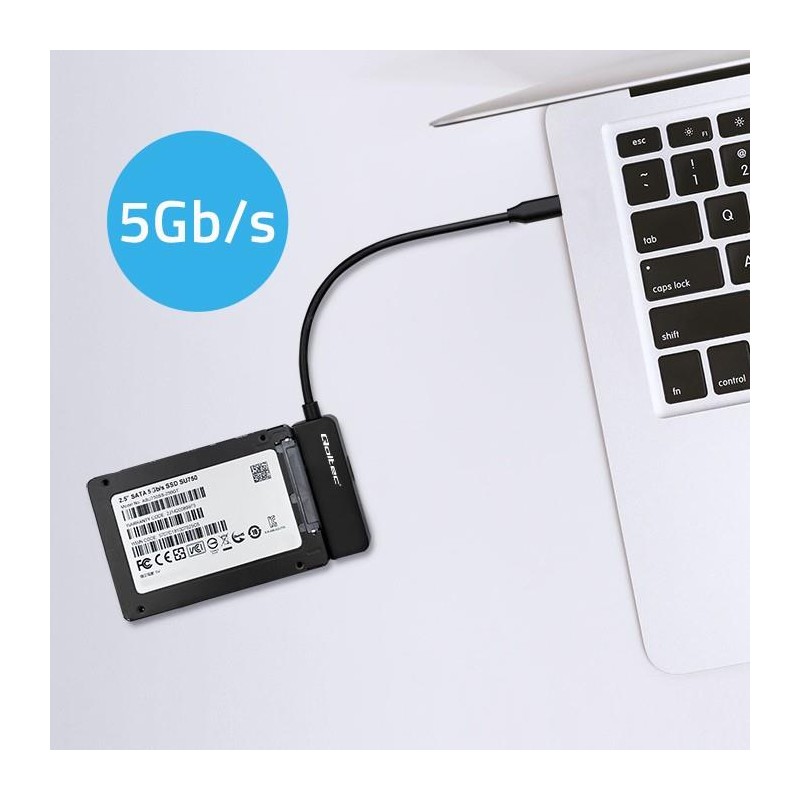Kabel adapter Qoltec SATA | Przejściówka na dysk SSD HDD 2.5" | USB-C | Super speed 5Gb/s | 2TB