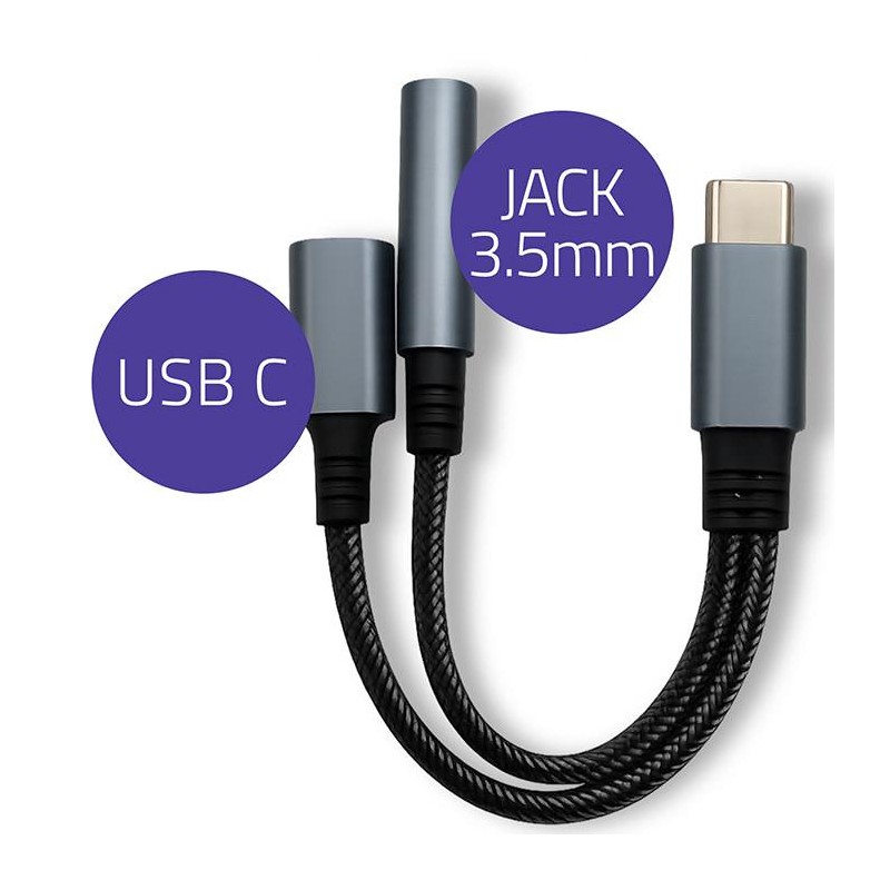 Kabel adapter Qoltec 2w1 USB-C - USB-C + Jack 3.5mm, PD 15W, 0,1m