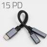 Kabel adapter Qoltec 2w1 USB-C - USB-C + Jack 3.5mm, PD 15W, 0,1m