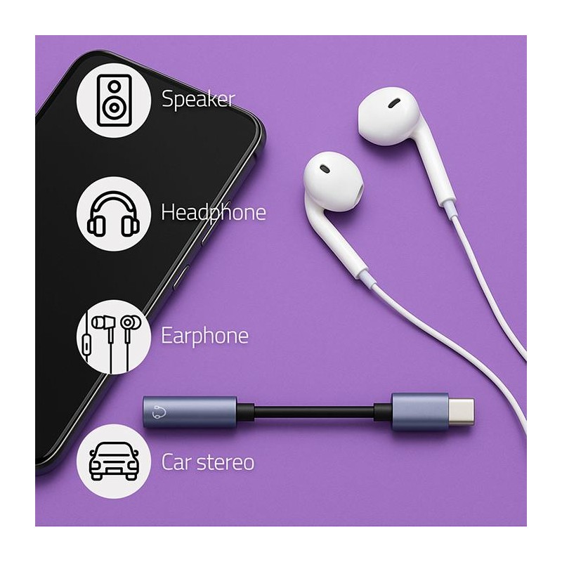 Kabel adapter Qoltec USB-C - Jack 3.5mm, 0,1m