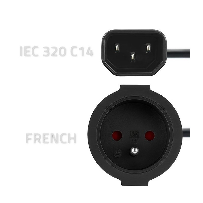 Adapter Qoltec IEC 320 C14 / FRENCH | 0.15m
