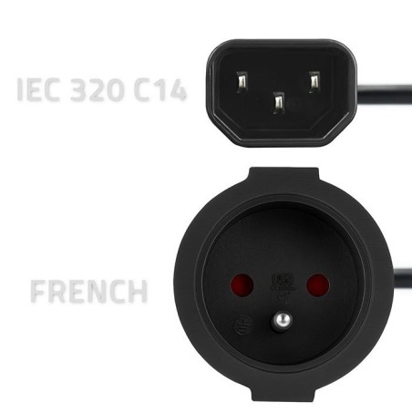 Adapter Qoltec IEC 320 C14 / FRENCH | 0.15m