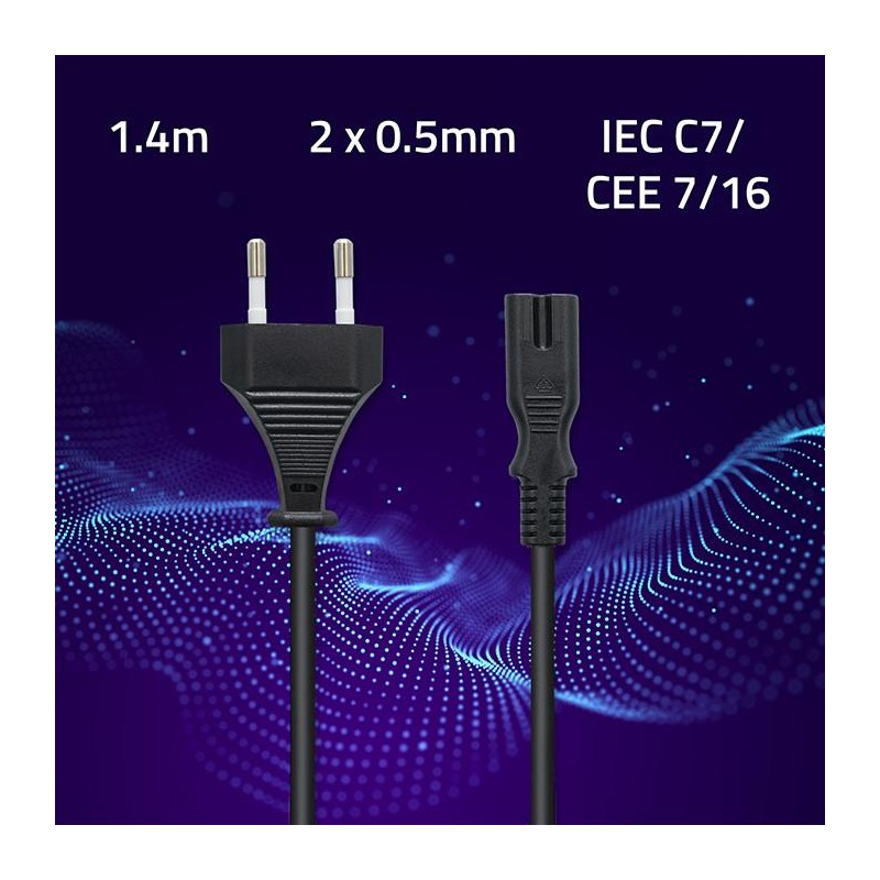 Kabel zasilający Qoltec IEC C7 / CEE 7/16 | ósemka | 2x0.5mm2 | 1.4m