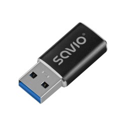 Adapter USB-C 3.1 (F) Savio AK-81 USB-A 3.1 (M), Czarny