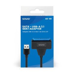Kabel adapter Savio AK-68 USB-A 3.1 Gen 1 (M) - SATA (F) do dysków 2.5"