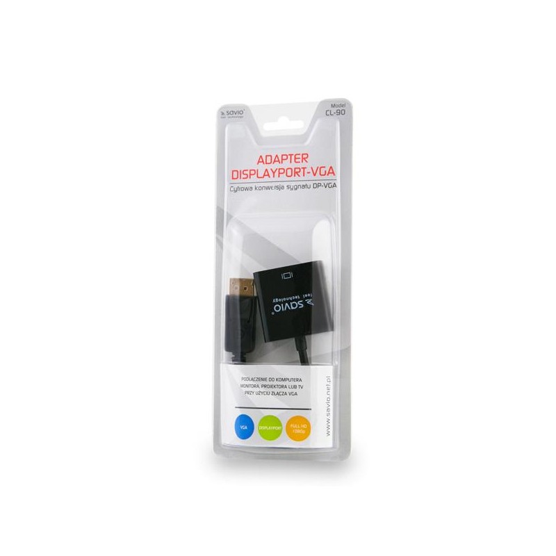 Kabel adapter Savio CL-90 DisplayPort - VGA