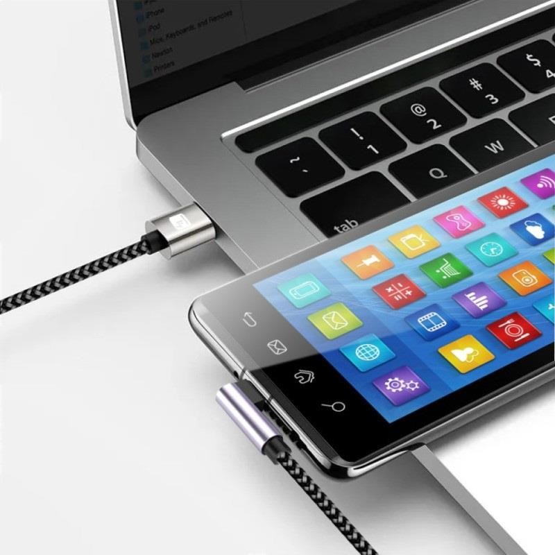 Kabel Techly USB 2.0 USB-C na USB-C kątowy 0,5m M/M 3A