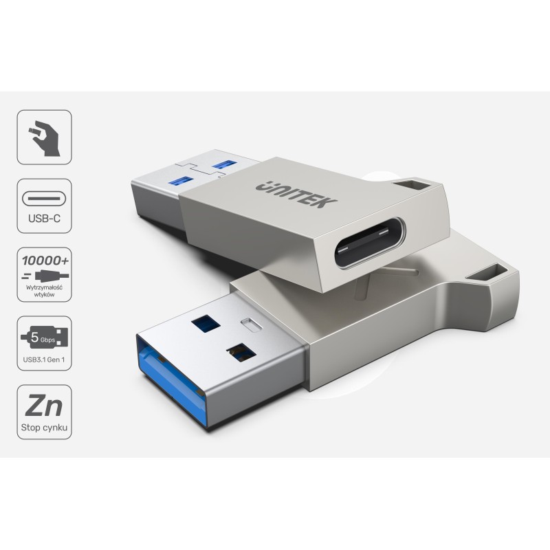 Adapter UNITEK A1034NI USB-A - USB-C 3.1 Gen1