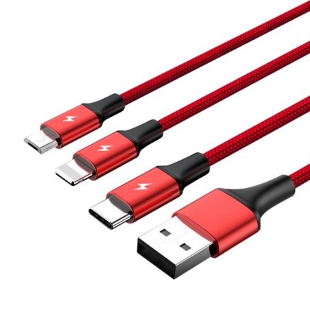 Kabel USB 2.0 Unitek C4049RD, 3w1 USB - USB typ C/microUSB/Lightning, 1,2m