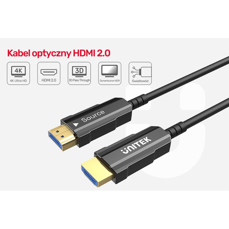Kabel HDMI Unitek C11072BK-20M 2.0 AOC 4K 60Hz 20m