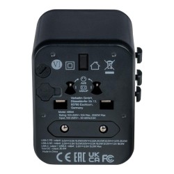 Adapter podróżny Verbatim UTA-02 globalny 1xUSB-C PD 20W, 1xUSB-A QC 18W