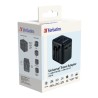 Adapter podróżny Verbatim UTA-02 globalny 1xUSB-C PD 20W, 1xUSB-A QC 18W