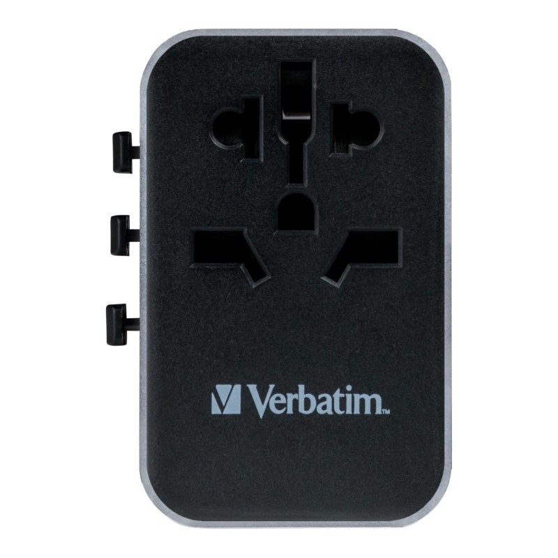 Adapter podróżny Verbatim UTA-04 globalny 1xUSB-C PD 61W QC 18W, 1xUSB-C 12W, 3xUSB-A 12W