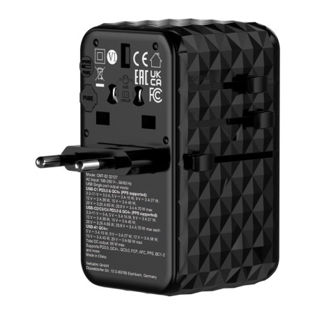 Adapter podróżny Verbatim Charge 'n' Travel GaN III globalny 4xUSB-C PD 3.0 QC 4+ 70W, 1xUSB-A QC 4+ 60W