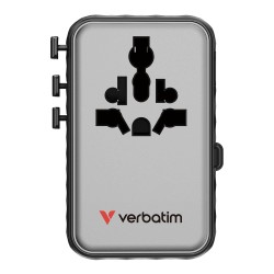 Adapter podróżny Verbatim Charge 'n' Travel GaN III globalny 1xUSB-C PD 3.0 QC 4+ 100W, 2xUSB-C 15W, 1xUSB-A 12W czarny