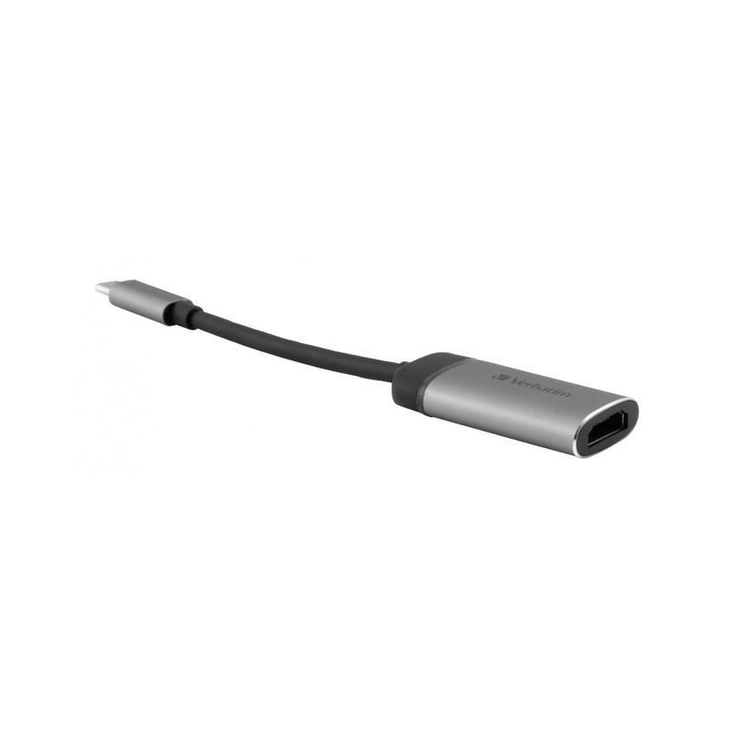 Kabel adapter Verbatim USB type-C(M) - HDMI(F) 0,1m czarno-srebrny