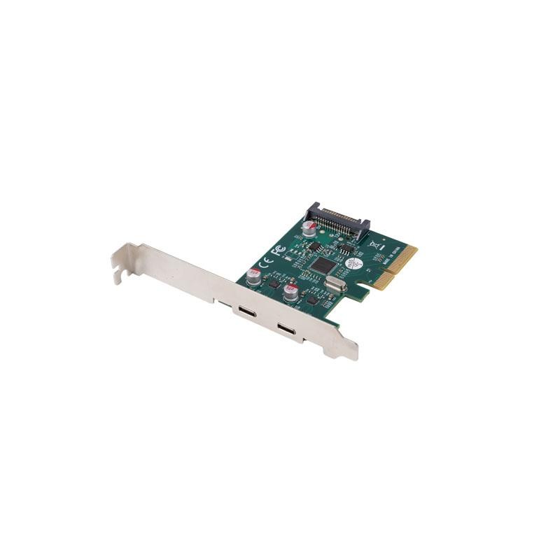 Karta Lanberg PCI Express x1 - 2x USB-C 3.2 Gen 2x1 Śledź low profile