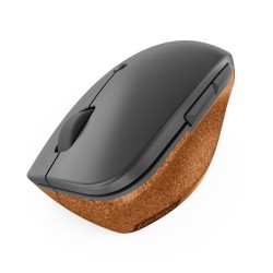 Mysz bezprzewodowa Lenovo Go Wireless Vertical Mouse optyczna szara z naturalnym korkiem