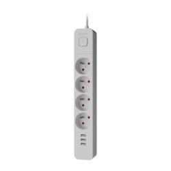 Listwa zasilająca Defender SFS 133 1,5 m, 4 gniazda, 3x USB biała