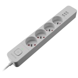 Listwa zasilająca Defender SFS 133 1,5 m, 4 gniazda, 3x USB biała