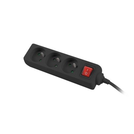 Listwa przedłużacz Lanberg 1,5m czarna 3x 230V PL, z wyłącznikiem, kabel wykonany z pełnej miedzi