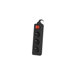 Listwa przedłużacz Lanberg 1,5m czarna 3x 230V PL, z wyłącznikiem, kabel wykonany z pełnej miedzi