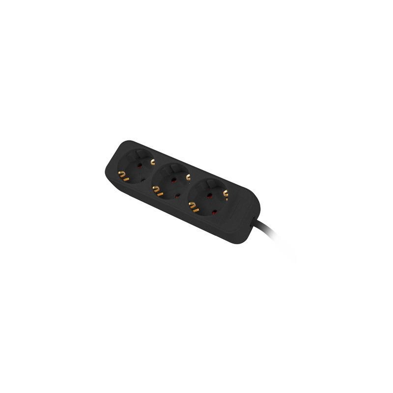 Listwa przedłużacz Lanberg 1,5m czarna 3x 230V Schuko, kabel wykonany z pełnej miedzi