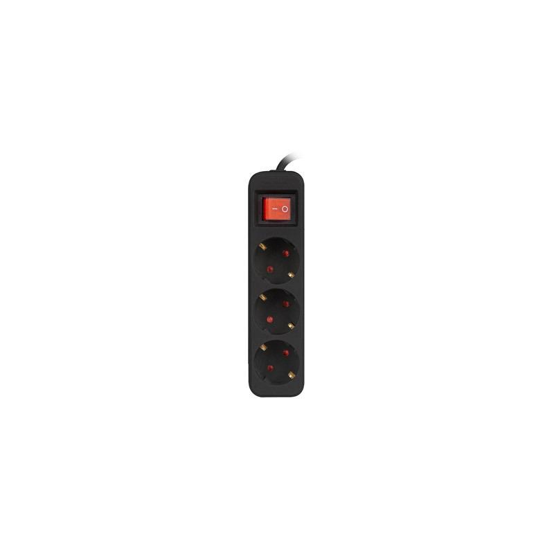 Listwa przedłużacz Lanberg 1,5m czarna 3x 230V Schuko z wyłącznikiem, kabel wykonany z pełnej miedzi