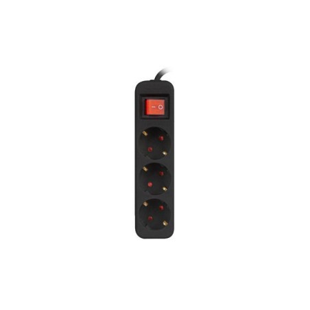 Listwa przedłużacz Lanberg 1,5m czarna 3x 230V Schuko z wyłącznikiem, kabel wykonany z pełnej miedzi