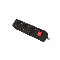 Listwa przedłużacz Lanberg 1,5m czarna 3x 230V Schuko z wyłącznikiem, kabel wykonany z pełnej miedzi