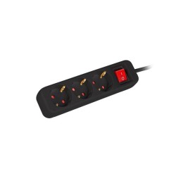 Listwa przedłużacz Lanberg 1,5m czarna 3x 230V Schuko z wyłącznikiem, kabel wykonany z pełnej miedzi