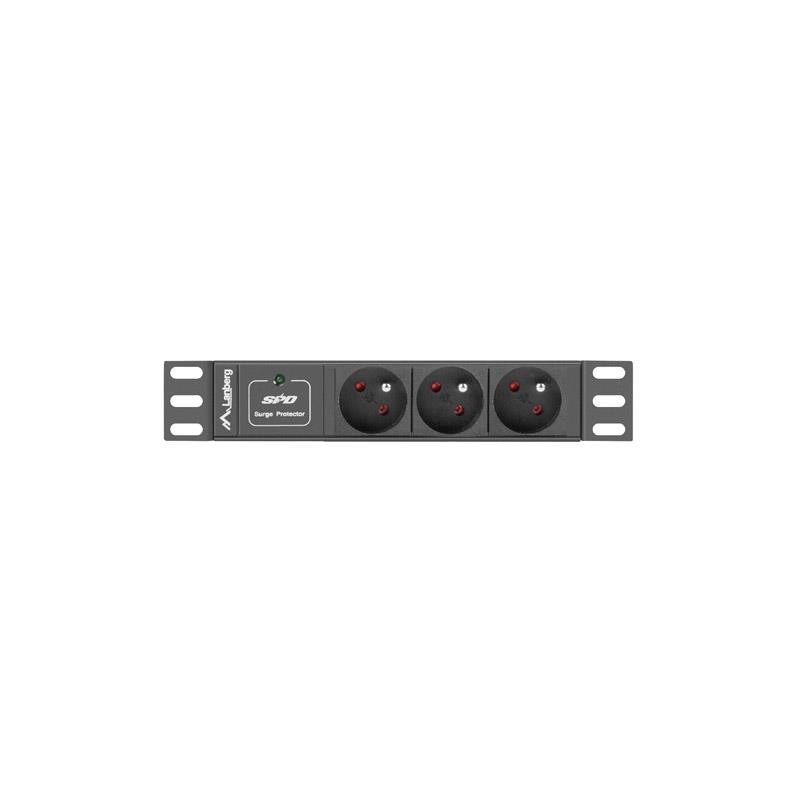 Listwa zasilająca Lanberg do szaf 10" 1U 10A PDU 3x PL 2m czarna