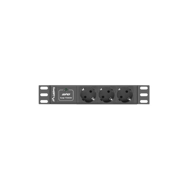 Listwa zasilająca Lanberg do szaf 10" 1U 10A PDU 3x Schuko 2m czarna
