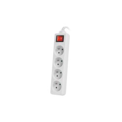 Listwa przedłużacz Lanberg 1,5m biała 4x 230V PL, z wyłącznikiem, kabel wykonany z pełnej miedzi