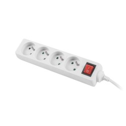 Listwa przedłużacz Lanberg 1,5m biała 4x 230V PL, z wyłącznikiem, kabel wykonany z pełnej miedzi
