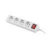 Listwa przedłużacz Lanberg 1,5m biała 4x 230V PL, z wyłącznikiem, kabel wykonany z pełnej miedzi