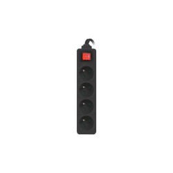 Listwa przedłużacz Lanberg 1,5m czarna 4x 230V PL, z wyłącznikiem, kabel wykonany z pełnej miedzi