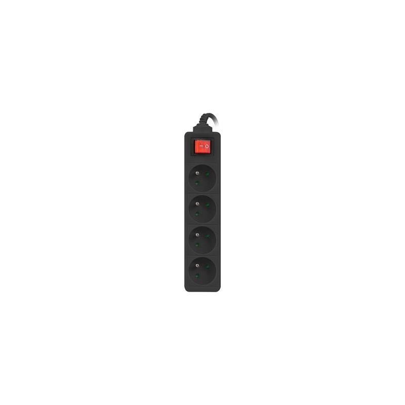 Listwa przedłużacz Lanberg 1,5m czarna 4x 230V PL, z wyłącznikiem, kabel wykonany z pełnej miedzi