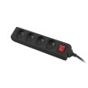 Listwa przedłużacz Lanberg 1,5m czarna 4x 230V PL, z wyłącznikiem, kabel wykonany z pełnej miedzi