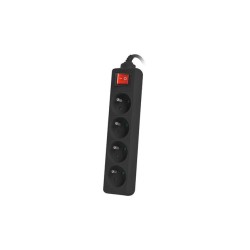 Listwa przedłużacz Lanberg 1,5m czarna 4x 230V PL, z wyłącznikiem, kabel wykonany z pełnej miedzi