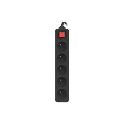 Listwa przedłużacz Lanberg 1,5m czarna 5x 230V PL, z wyłącznikiem, kabel wykonany z pełnej miedzi