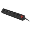 Listwa przedłużacz Lanberg 1,5m czarna 5x 230V PL, z wyłącznikiem, kabel wykonany z pełnej miedzi