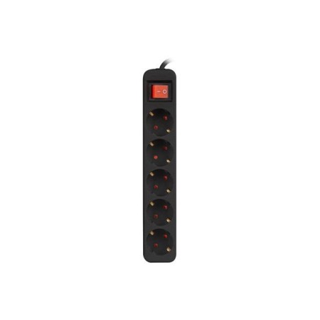 Listwa przedłużacz Lanberg 1,5m czarna 5x 230V Schuko z wyłącznikiem, kabel wykonany z pełnej miedzi