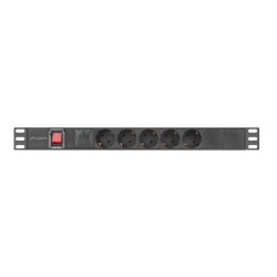 Listwa zasilająca Lanberg Rack PDU 19" 1U 16A 5x 230V Schuko 2m Czarna