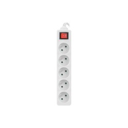 Listwa przedłużacz Lanberg 3m biała 5x 230V PL, z wyłącznikiem, kabel wykonany z pełnej miedzi