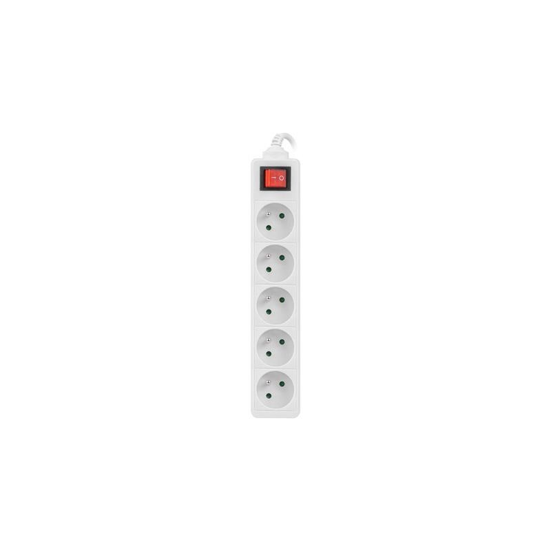 Listwa przedłużacz Lanberg 3m biała 5x 230V PL, z wyłącznikiem, kabel wykonany z pełnej miedzi