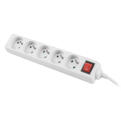Listwa przedłużacz Lanberg 3m biała 5x 230V PL, z wyłącznikiem, kabel wykonany z pełnej miedzi