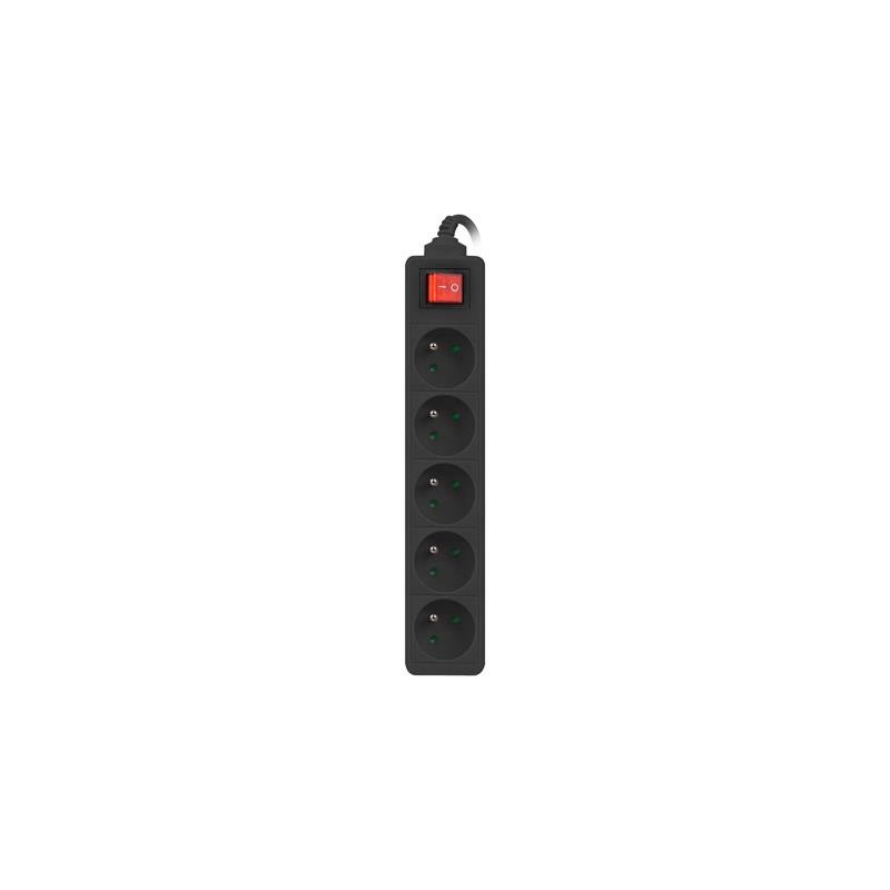 Listwa przedłużacz Lanberg 3m czarna 5x 230V PL, z wyłącznikiem, kabel wykonany z pełnej miedzi
