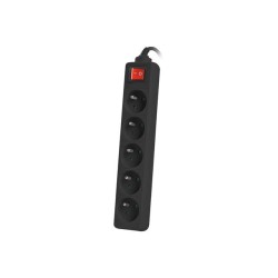 Listwa przedłużacz Lanberg 3m czarna 5x 230V PL, z wyłącznikiem, kabel wykonany z pełnej miedzi