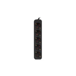 Listwa przedłużacz Lanberg 3m czarna 5x 230V Schuko, kabel wykonany z pełnej miedzi